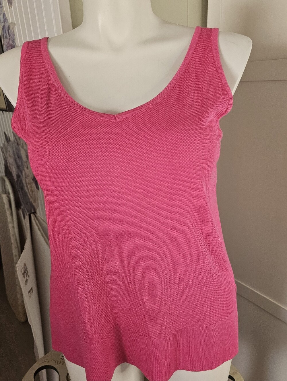 Ming Wang M Hot Pink Knit Tank Top Sleeveless Scoop Neck NWT $145